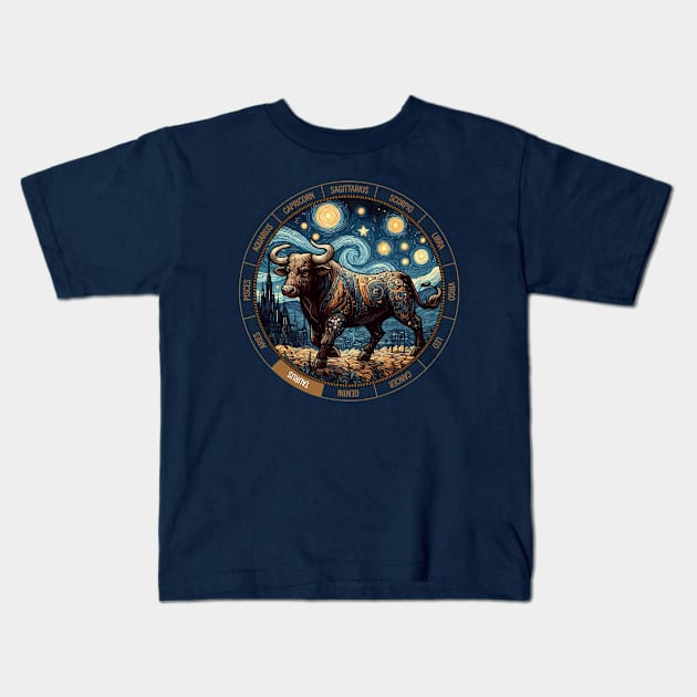 ZODIAC Taurus - Astrological TAURUS - TAURUS - ZODIAC sign - Van Gogh style - 1 Kids T-Shirt by ArtProjectShop